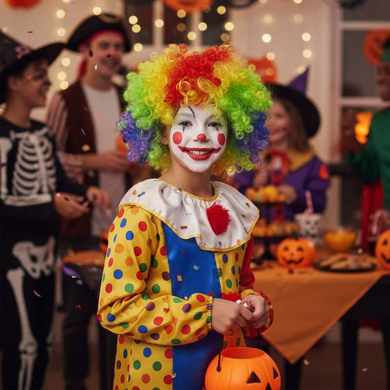 Unisex Adult Rainbow Curly Halloween Costume Accessory Wig - One Size