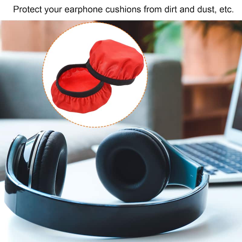 2 Pairs Red Fabric Headphone Covers, Fits 2.36"-3.54" Earphones