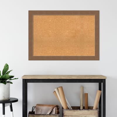 Alta Medium Brown Framed Natural Corkboard Bulletin Board, Organization Board, Pin Board