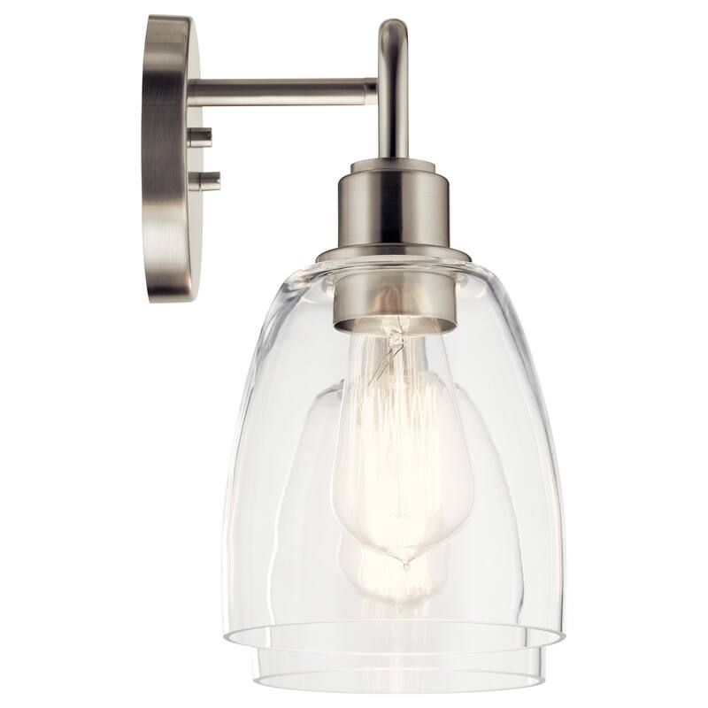 Kichler Lighting Meller 15.25 in. 2-Light Brushed Nickel Vanity Light with Clear Glass