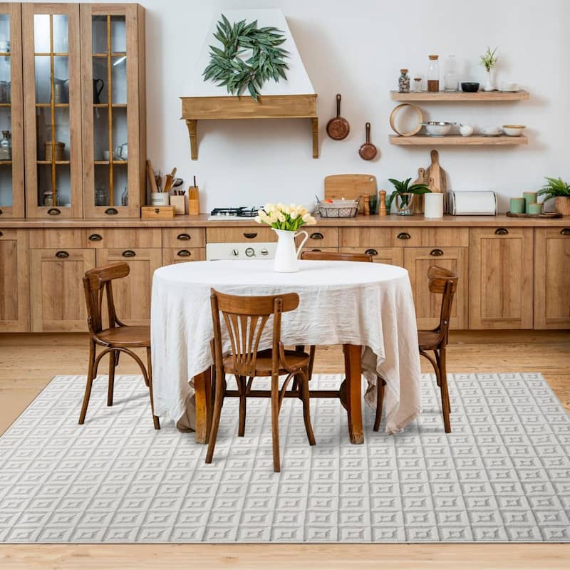 Luxe Weavers Geometric Metallic High and Low Fibers Area Rug