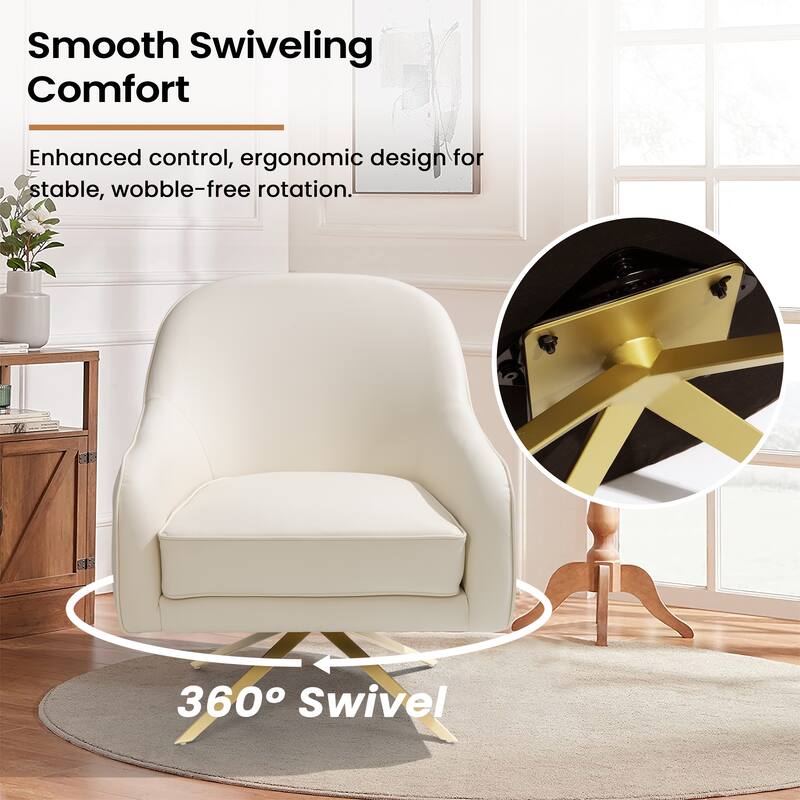 Faux Leather Sofa Chair Upholstered Swivel Accent Chair Mid-century Modern Armchair