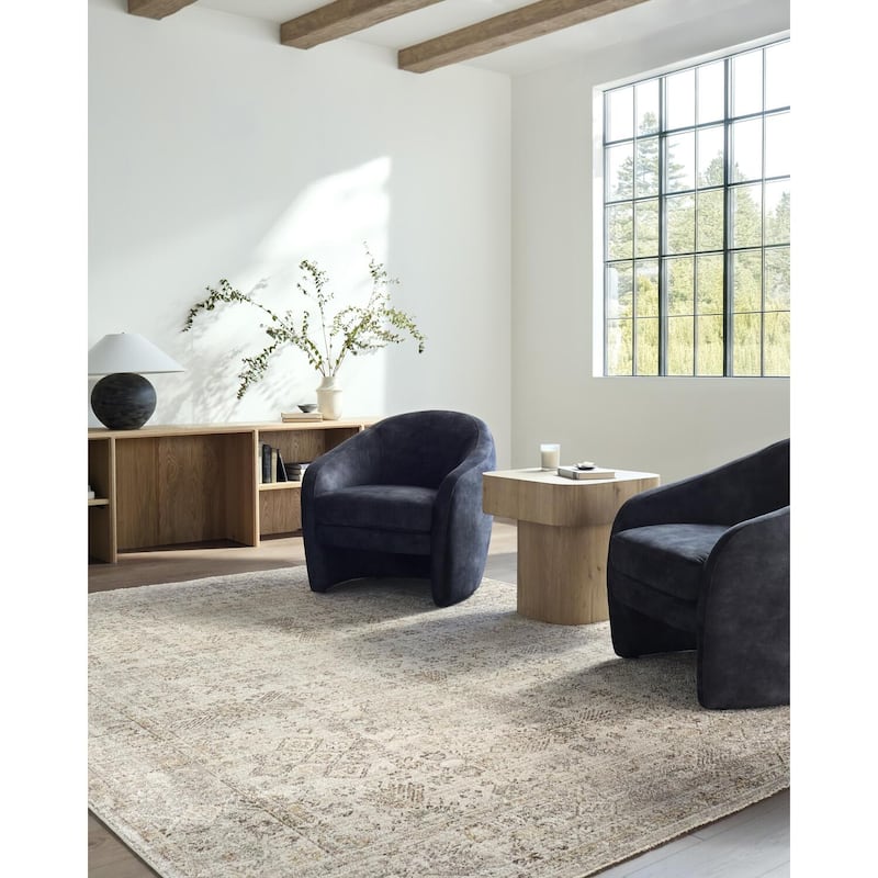 Galey Alix x Livabliss Myrtle Avenue I Vintage Medallion Area Rug - Taupe - 5' 3" x 7' 7"