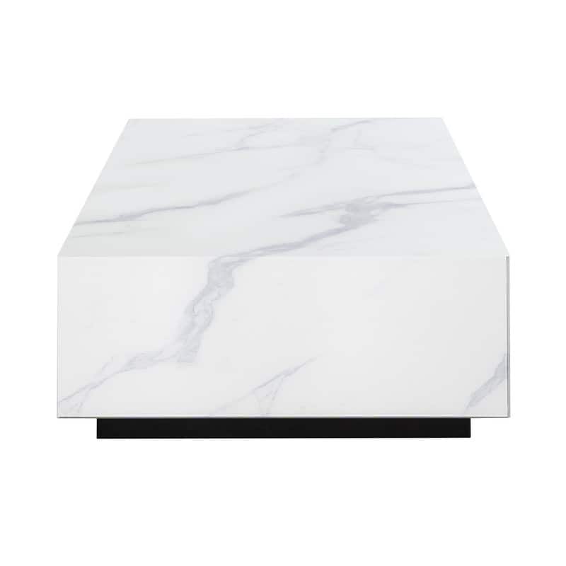 Faux Marble Solid Block Rectangular Coffee Table