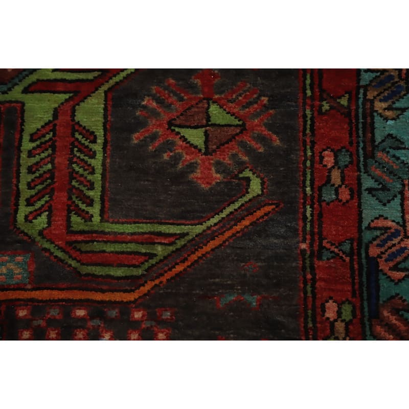 Hand Knotted Oriental 100% Wool Carpet Traditional Tribal Greys & Charcoal Ardebil Runner Rug - 11' 2'' X 3' 3''