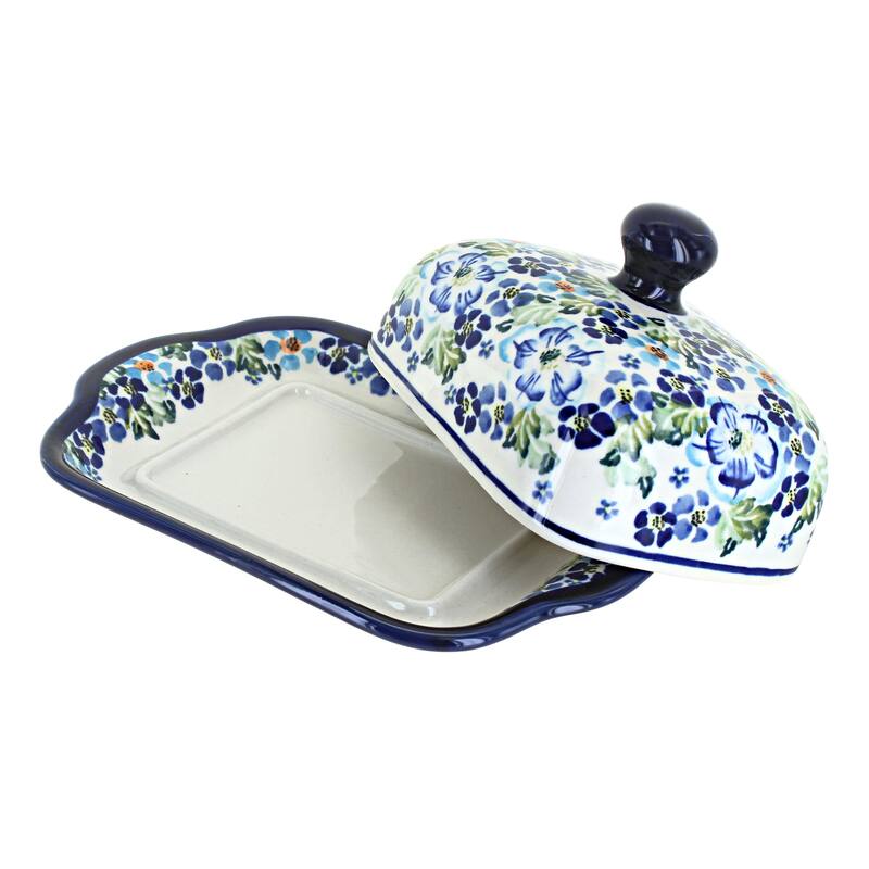 Blue Rose Polish Pottery 858 Zaklady Square Butter Dish