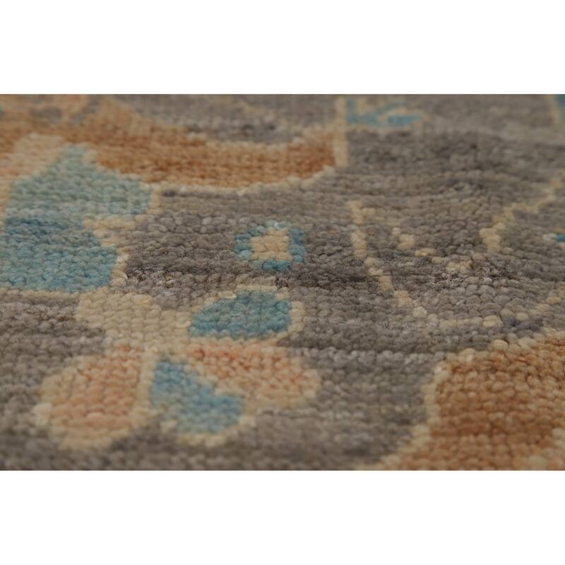 Hand Knotted Oriental 100% Wool Carpet Transitional Floral Greys & Charcoal Oushak Area Rug - 10' 0'' X 8' 0''