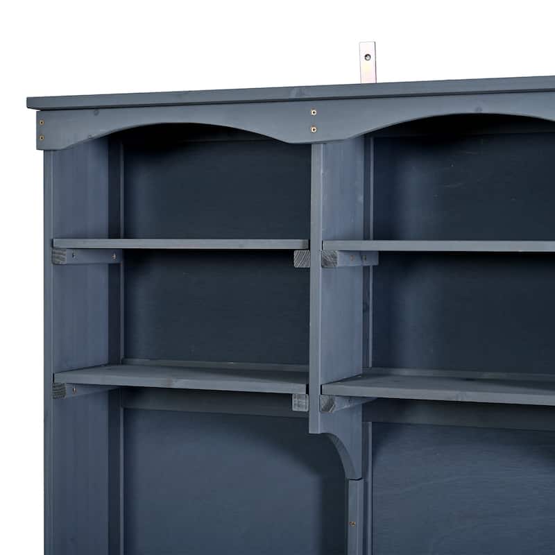 45" Fir Wood Outdoor Potting Bench with Hutch, Cabinets, and Drawers