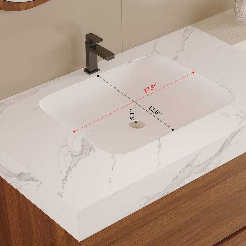 29.9" Modern Floating Bathroom Vanity with Faux Marble Top and Ceramic Undermount Sink, Wall-Mounted for Small Bathrooms