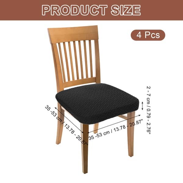 dimension image slide 3 of 9, Chair Seat Covers, Chair Cushion Slipcovers, Waterproof Seat Protector for Dining Room, Kitchen - 4Pcs