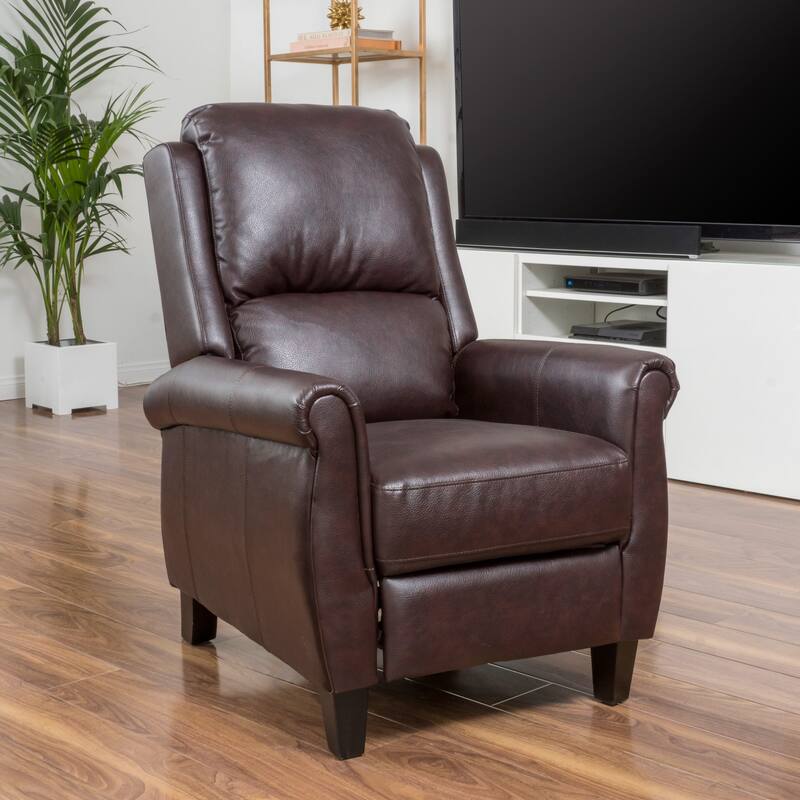 Haddan PU Leather Recliner Club Chair by Christopher Knight Home - Burgundy