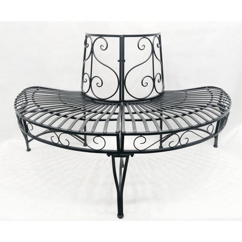 Powder-Coated Aluminum Semi-Circle Outdoor Tree Bench - 27.95 D x 55 W x 31.89 H (inches)