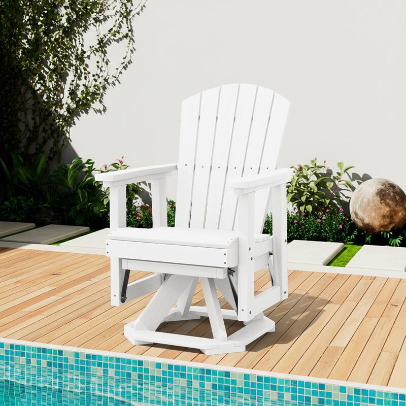 HDPE Adirondack Swivel Glider, Outdoor Patio Chair - 1 Piece - White