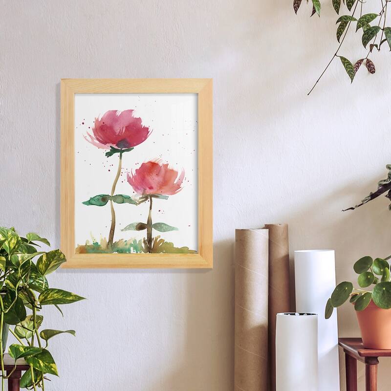 Pink Fleurs I -Framed Print w/glass-Cherry Red