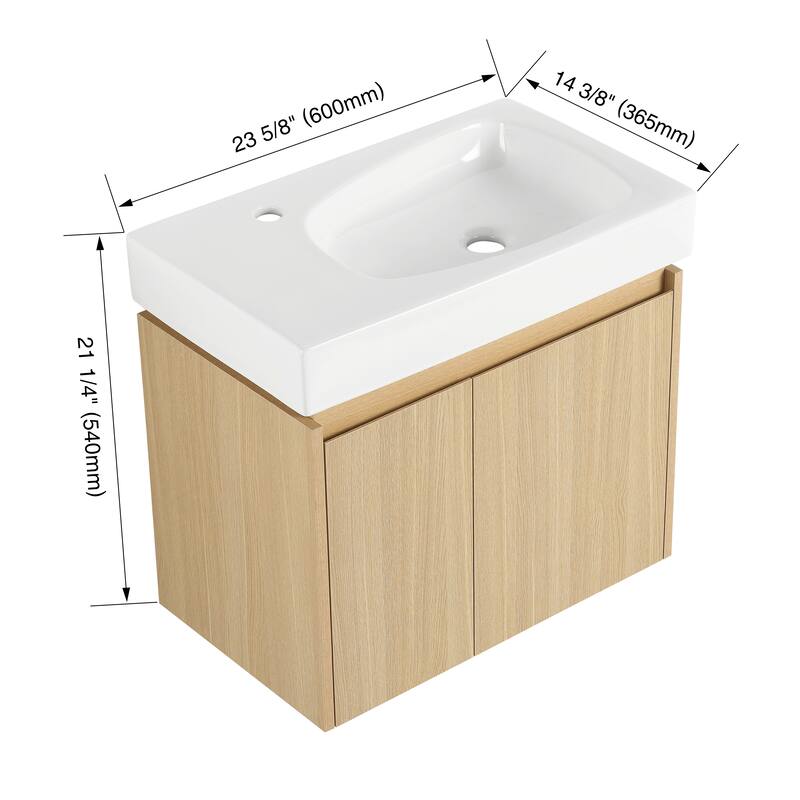 Beingnext 16''/20''/24"/30"/36" Bathroom Vanity with Sink, Floating Bathroom Vanity with Soft Close Door