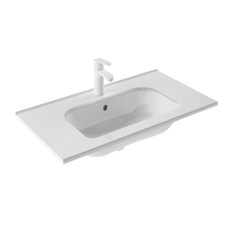 WS Bath Collections Slim 80 Slim 31-1/2" Rectangular Ceramic Drop In - Glossy White