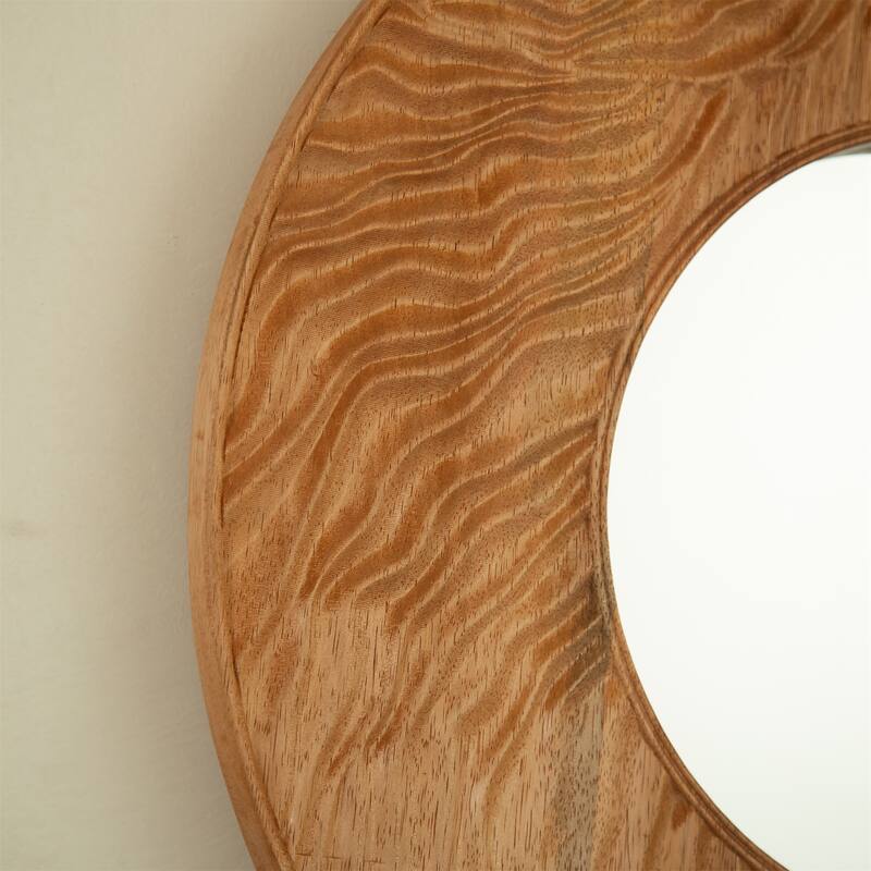 24" Ring Design Wall Mirror, Vintage Solid Rosewood Frame