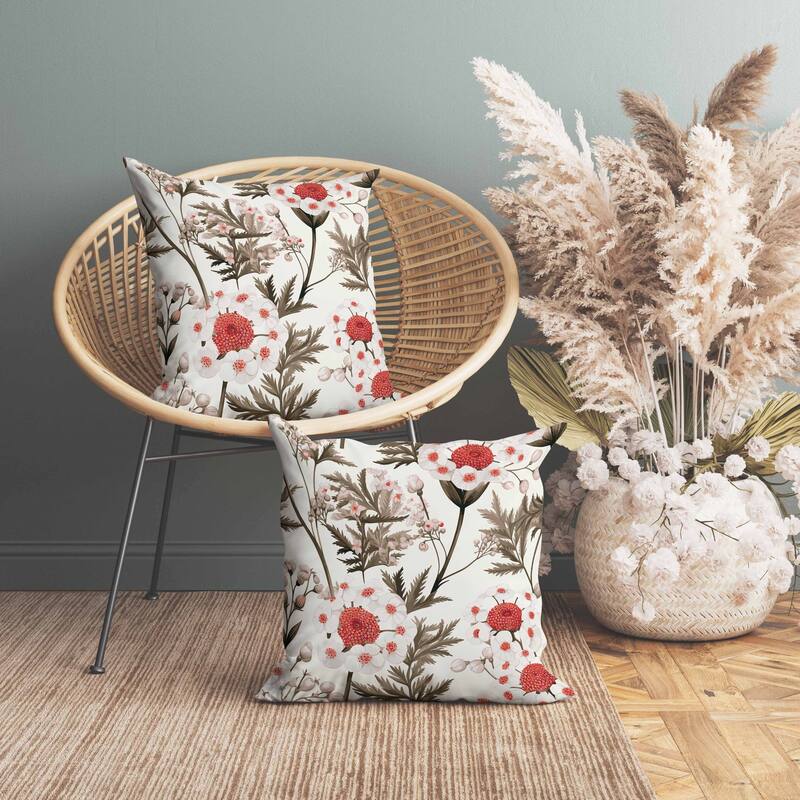 Millefolium Harmony Indoor/Outdoor Reversible Throw Pillow Brown and Red