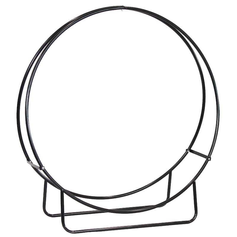 Sunnydaze Firewood Log Hoop Black Steel Easy Access Storage - Multiple Sizes - 48-Inch - Log Hoop ONLY