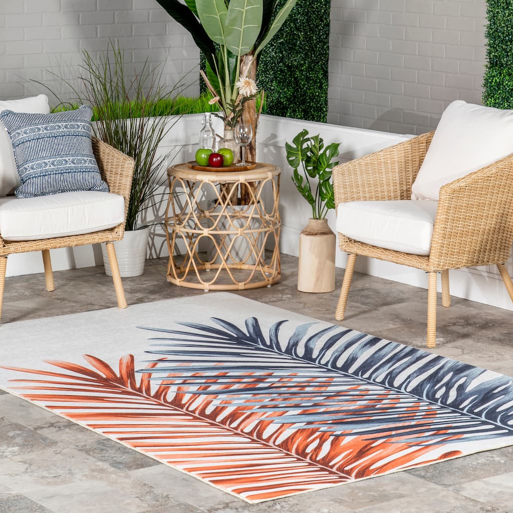 Nuloom Auri Double Palm Indoor/Outdoor Machine Washable Area Rug