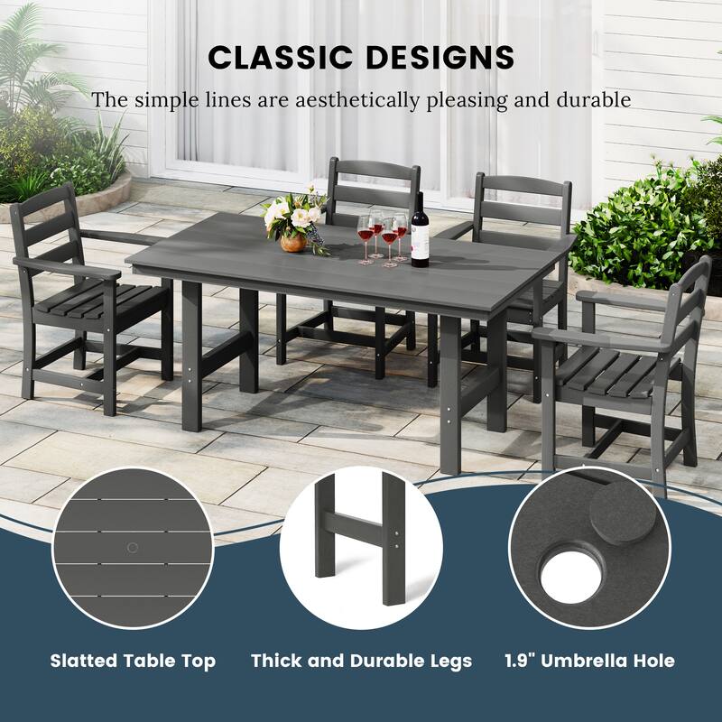 Polytrends Shoreside 6-Piece Arm Chair Dining Set With Bench