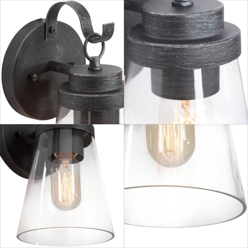 Bern Farmhouse 1-Light Glass Outdoor Wall Sconce Rustic Patio Lantern
