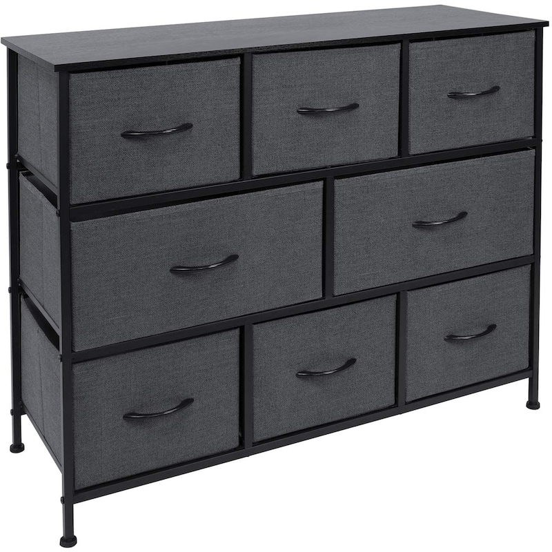 Dresser w/ 8 Drawers Furniture Storage Chest for Clothing Organization - Black