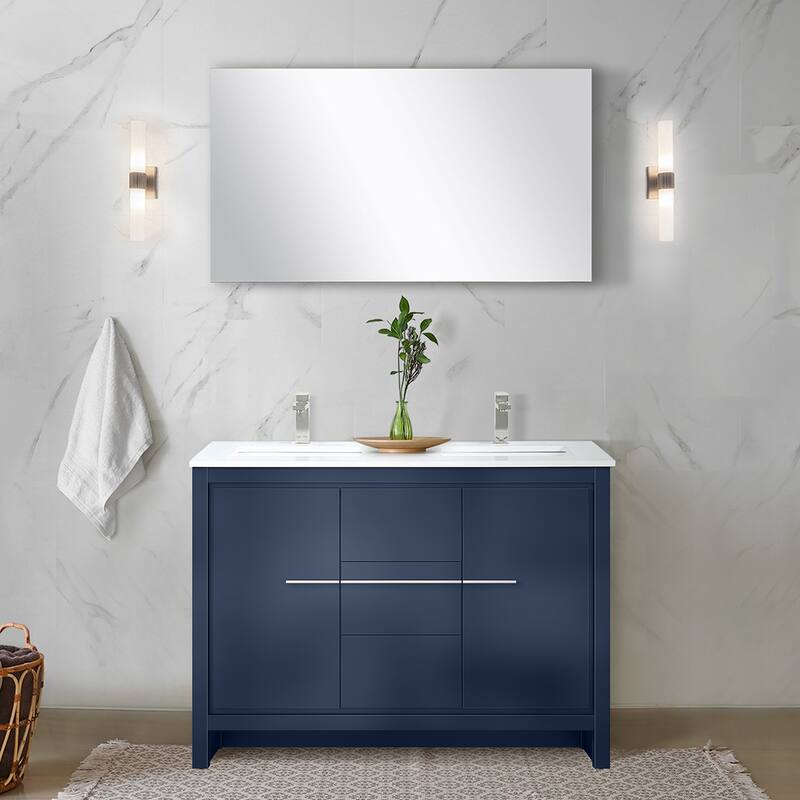 Lafarre Bath Vanity Quartz Top, Sink, Mirror & Brushed Nickel Faucet