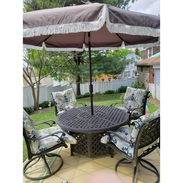 Top Product Reviews For Safavieh Milan Fringe 9 Ft Crank Grey White Outdoor Umbrella Base Not Included 14586564 Overstock