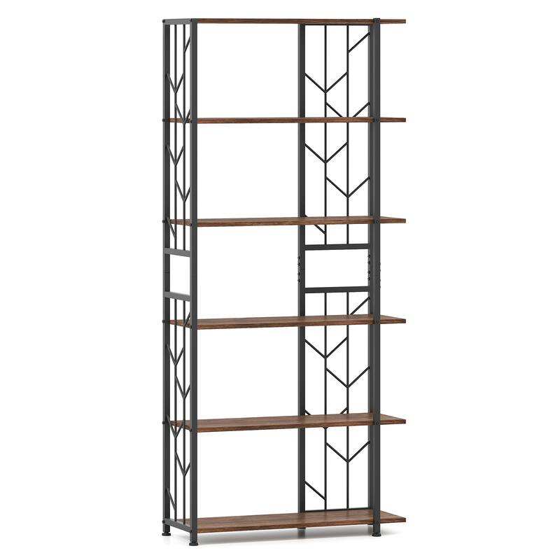 Gymax 6-Tier Bookshelf w/Heavy-duty Metal Frame2 Anti-tipping Kits for