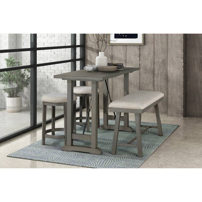 Light Gray Finish Counter Height Table Industrial Design Kitchen Dining Furniture 1pc
