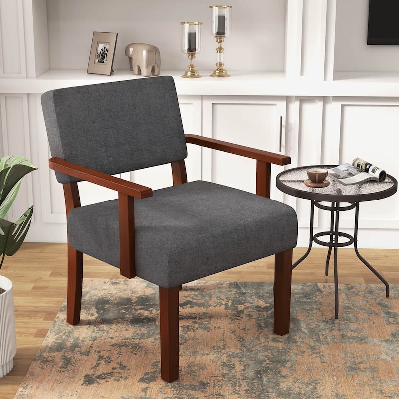 Costway 2PCS Linen Accent Chair Living Room Chair with Soft Padded - See Details