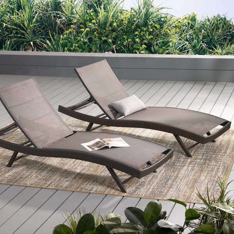 Christopher Knight Home Kauai Outdoor Chaise Lounge (Set of 2) - Brown
