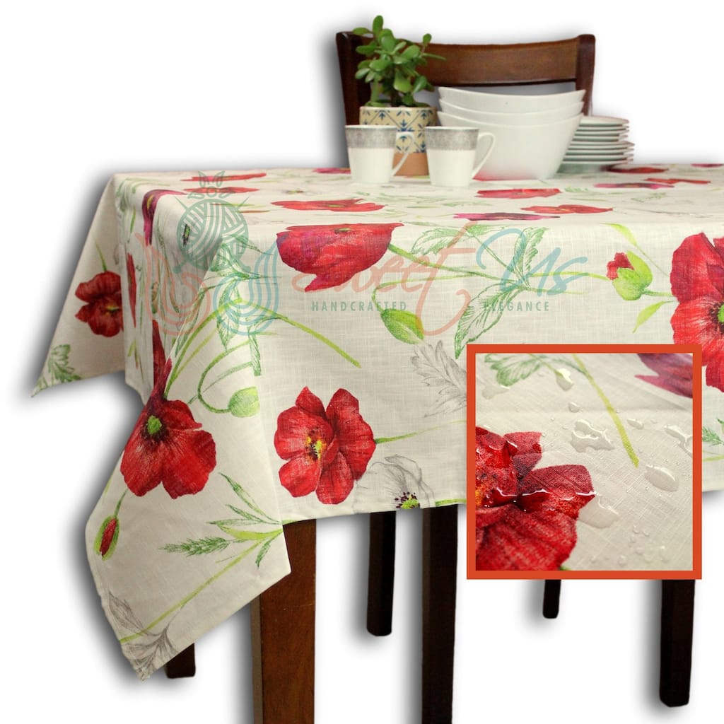 Vannes Poppy Wipeable Acrylic Coated Tablecloth Spill Resistant