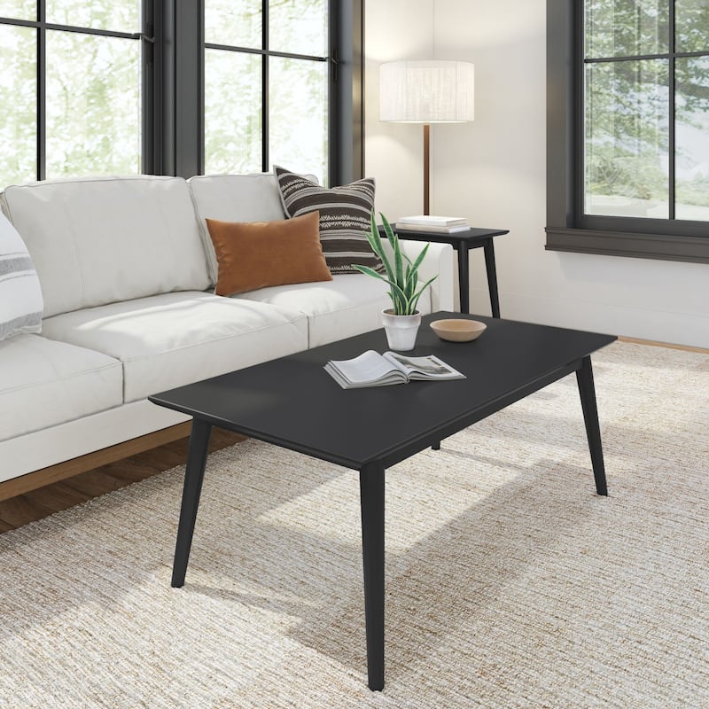 Plank and Beam Mid-Century Rectangular Coffee Table - 48" - Black