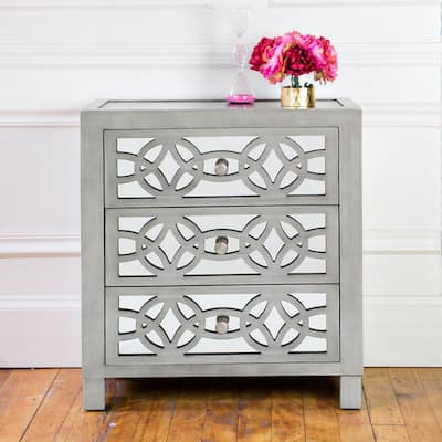 Silver Orchid Fonda Glam Mirrored Cutout 3-drawer Chest
