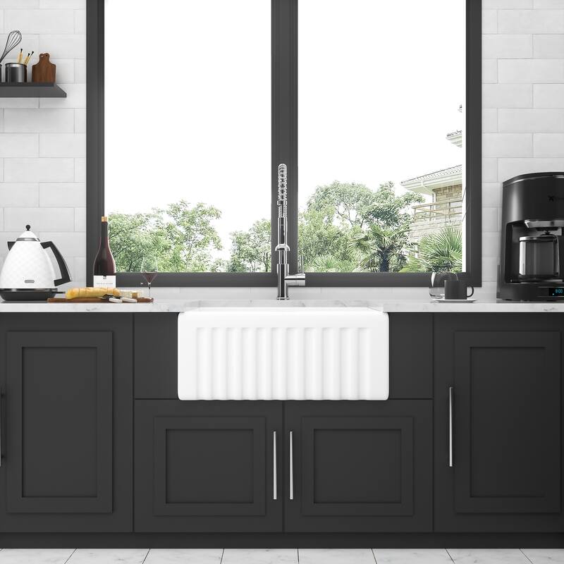 24 inch Kitchen Single Bowl Farmhouse Sink Rectangular Vessel Sink