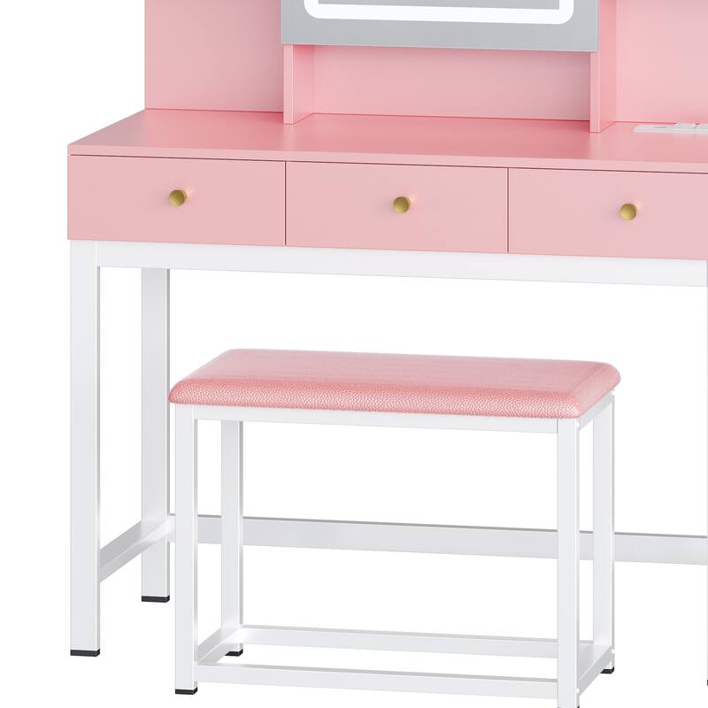 Moasis 39.3" Wide Makeup Vanity Set with Lighted Mirror & Power Outlet