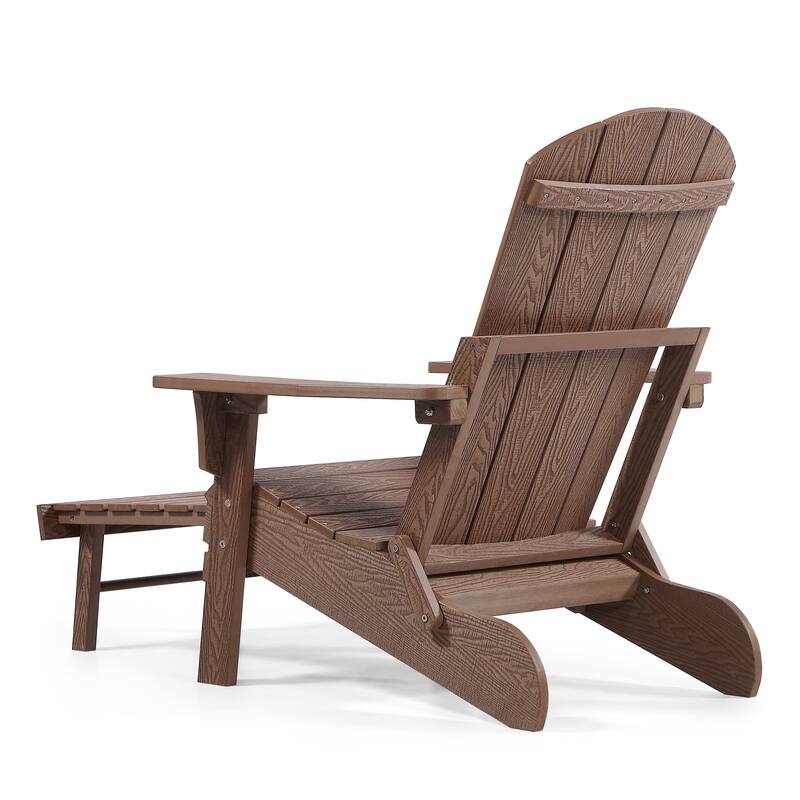 Hurley Folding Poly Plastic Adirondack Chair with Pull-out Ottoman