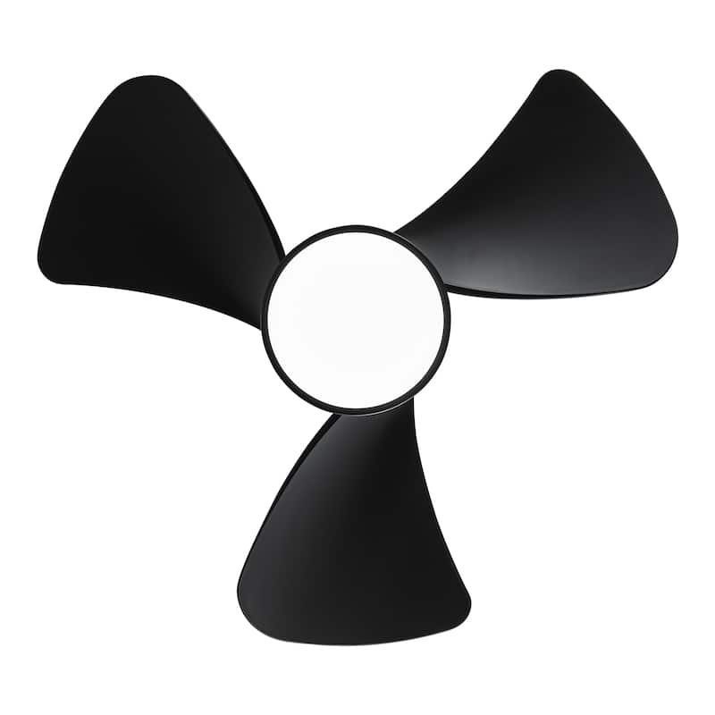 31-inch Modern Black Propeller Flush Mount Ceiling Fan with Light and Remote