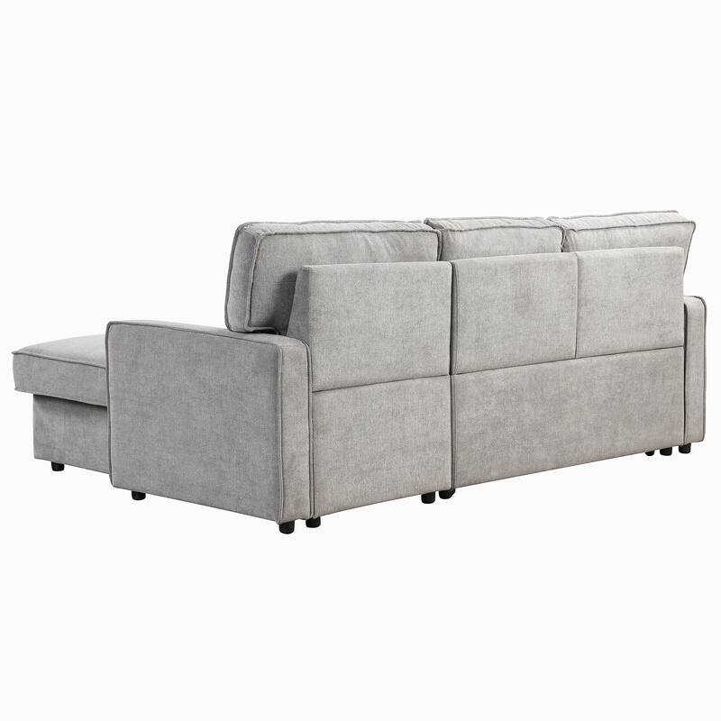 Sleeper Sectional Sofa with Storage Space,USB port,2 cup holders on Back Cushions
