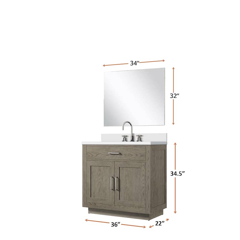 Abbey Bath Vanity with Cultured Marble Top, Sink, Mirror and Faucet