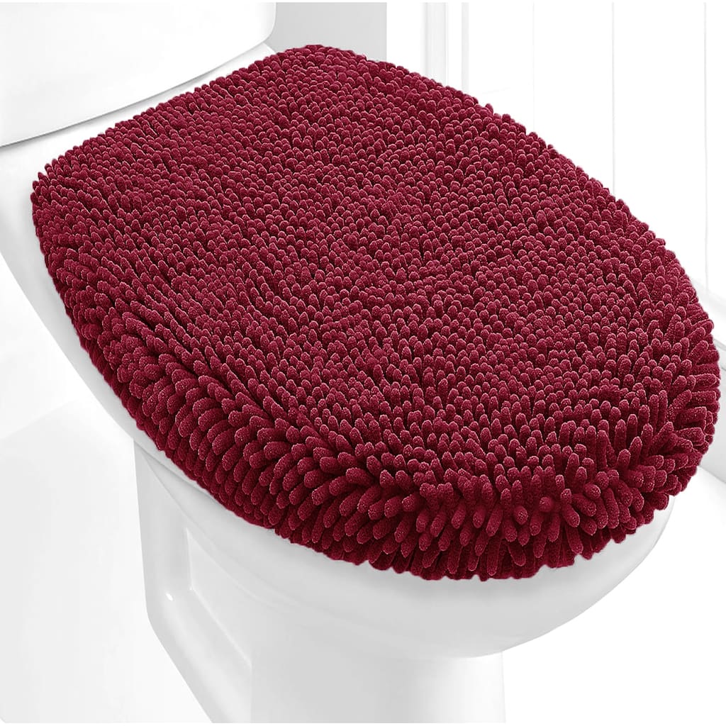 18"x21" - Burgundy Soft Cozy Plush Chenille Toilet Seat Cover
