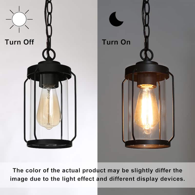 Black Outdoor Hanging Lights Lantern Pendant Lights for Porch, Hallway - D6'' x H70''