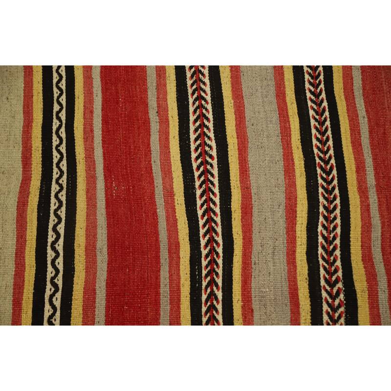 Hand Woven Oriental 100% Wool Carpet Southwestern Tribal Multi-Colored Kilim Area Rug - 8' 8'' X 5' 3''