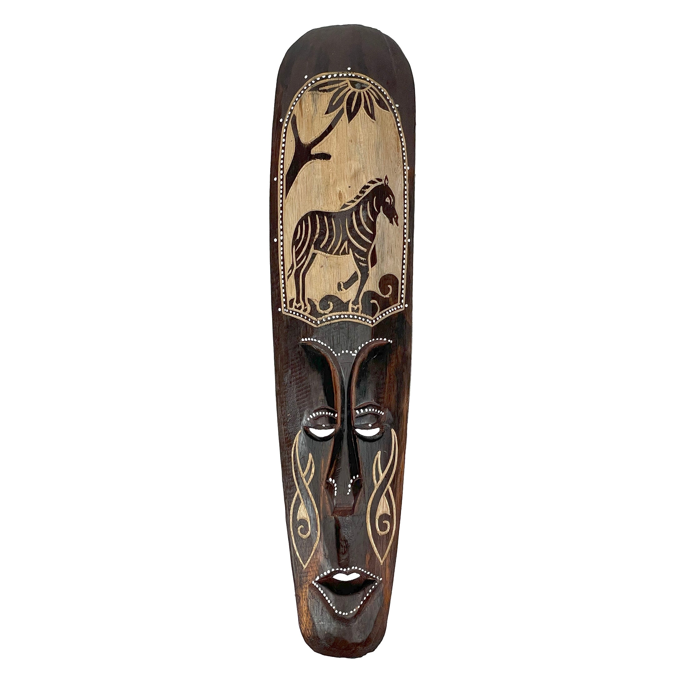 Zeckos 20In African Animal Hand Carved Wood Wall Masks (Set Of 5