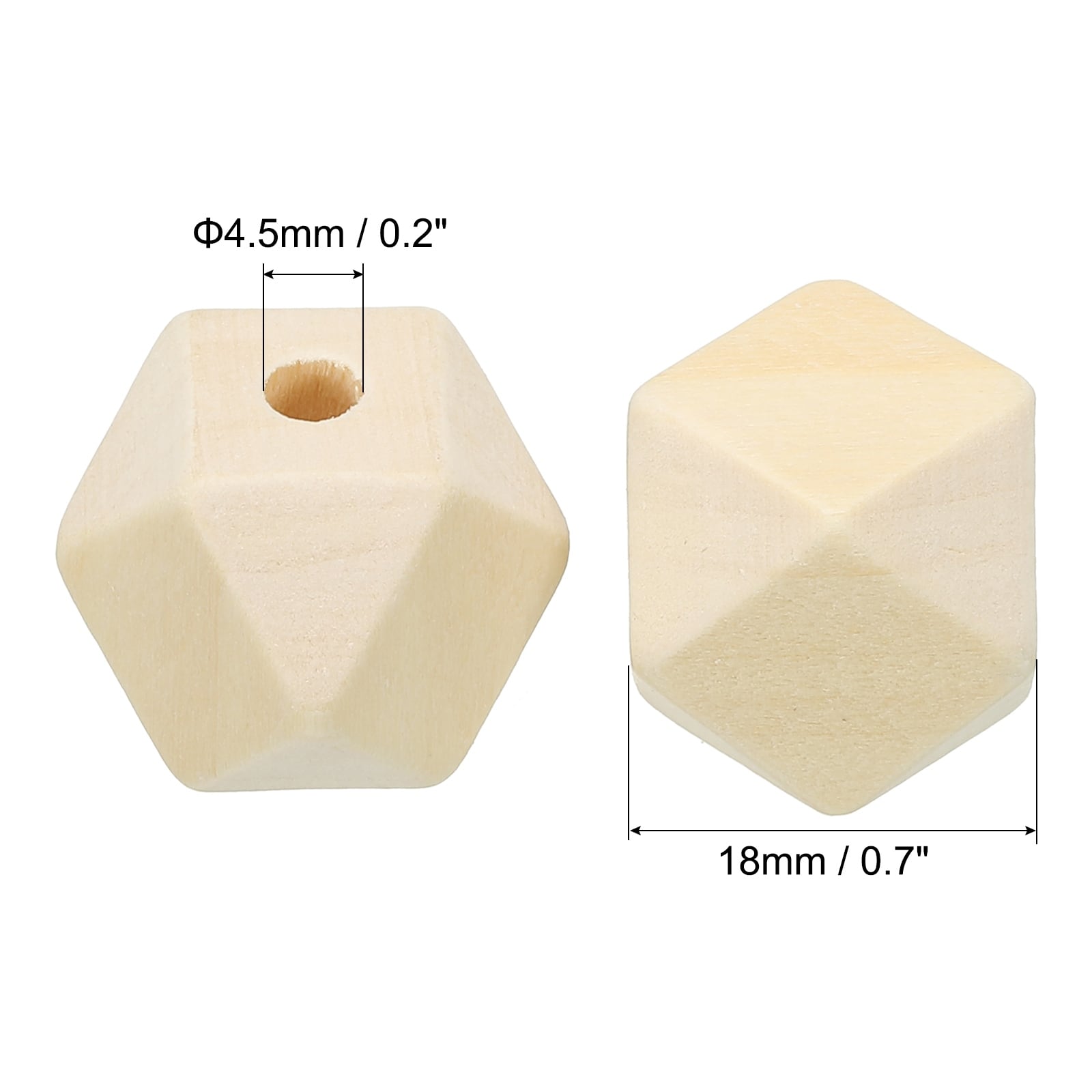 Natural Wood Beads Pack Unfinished Wooden Beads Geometric Hexagon Beads - Wood Color
