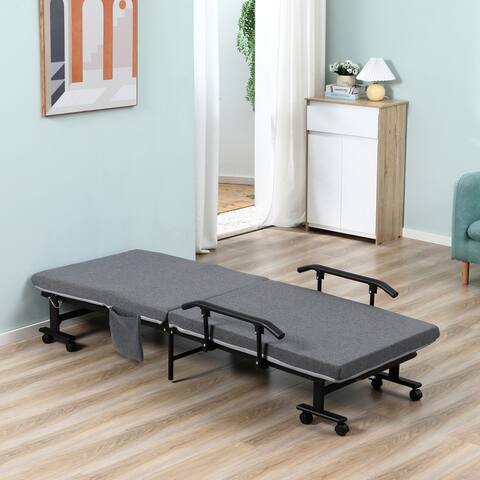 HOMCOM Folding Bed with 3.25" Mattress, Portable Foldable Guest Bed with Adjustable Backrest
