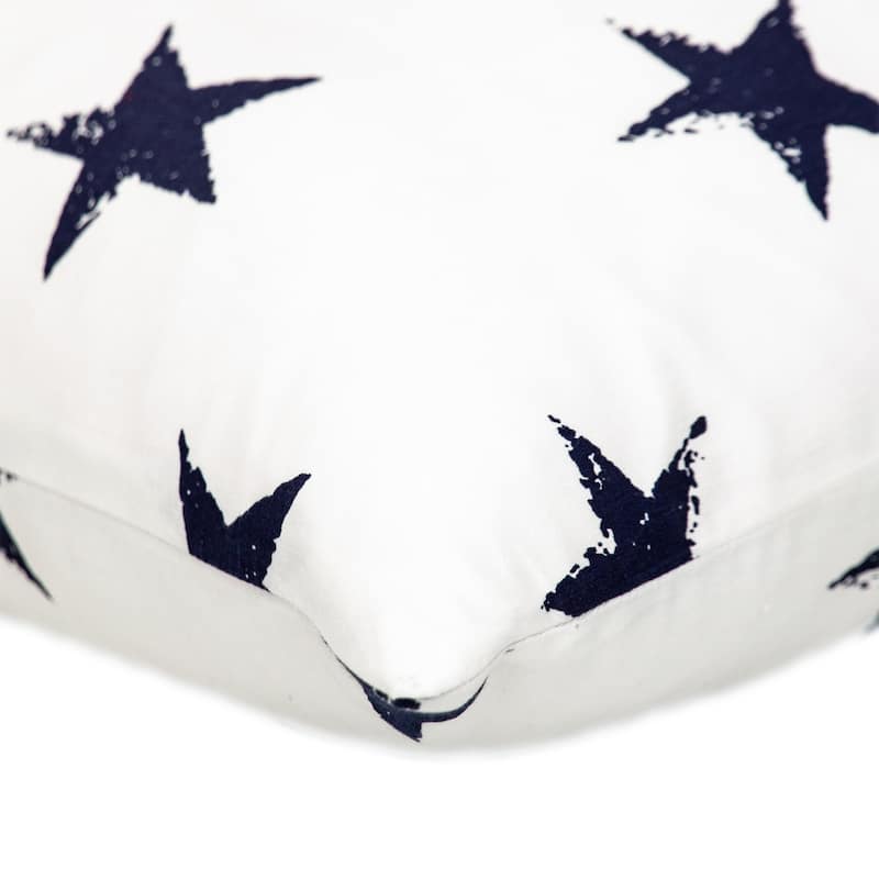 Stars Woven Cotton Throw Pillow - 16" - White and Blue