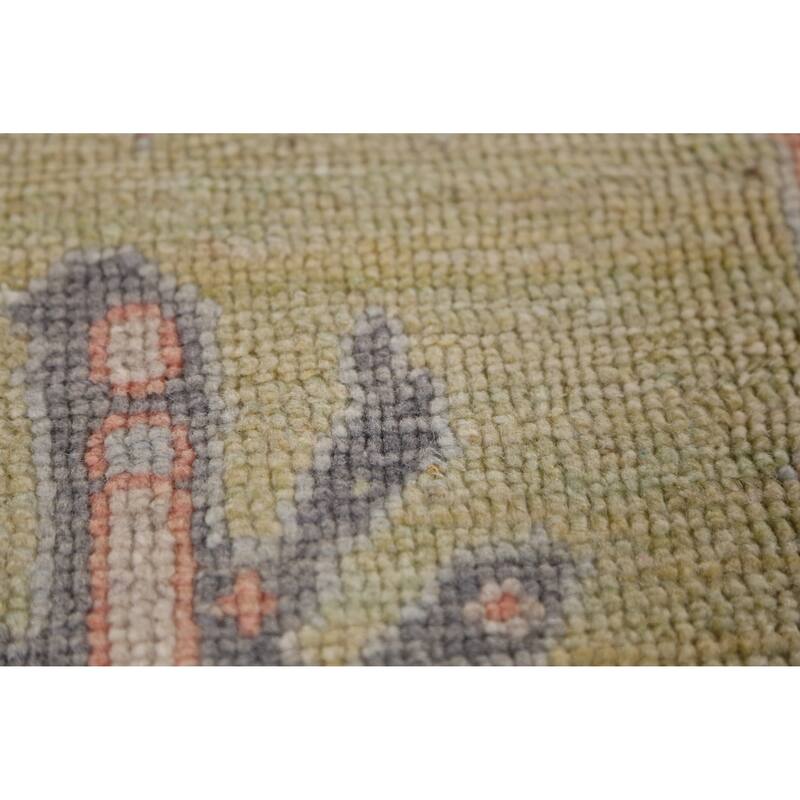 Hand Knotted Oriental 100% Wool Carpet Transitional All-Over Green Oushak Area Rug - 12' 5'' X 8' 10''
